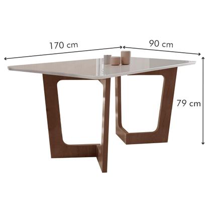 Imagem de Mesa de Jantar 6 Lugares Itália com Vidro Chocolate/Off White/Bege - Panorama Móveis