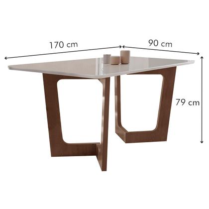 Imagem de Mesa de Jantar 6 Lugares Itália com Vidro Chocolate/Off White/Cinza - Panorama Móveis