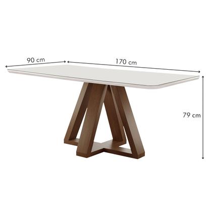 Imagem de Mesa de Jantar 6 Lugares Kyra/Arizona com Vidro Chocolate/Off White/Suede Cinza - Cel Móveis