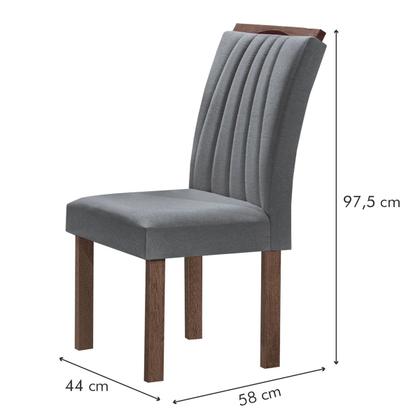 Imagem de Mesa de Jantar 6 Lugares Kyra/Arizona com Vidro Chocolate/Off White/Suede Cinza - Cel Móveis