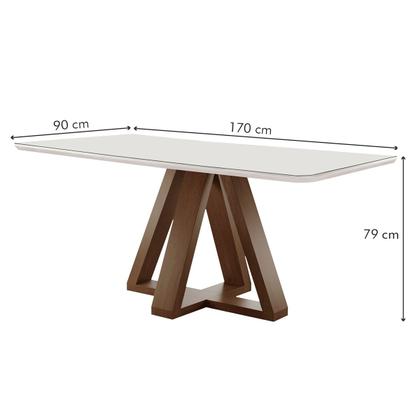 Imagem de Mesa de Jantar 6 Lugares Kyra/Canela com Vidro Chocolate/Off White/Suede Cru - Cel Móveis