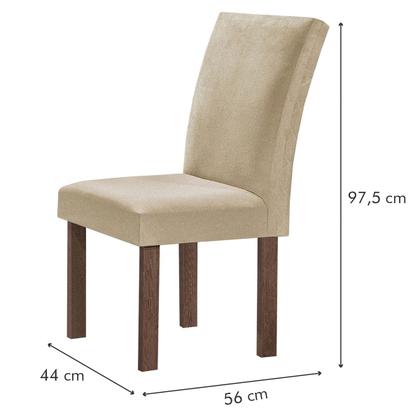 Imagem de Mesa de Jantar 6 Lugares Kyra/Canela com Vidro Chocolate/Off White/Suede Cru - Cel Móveis