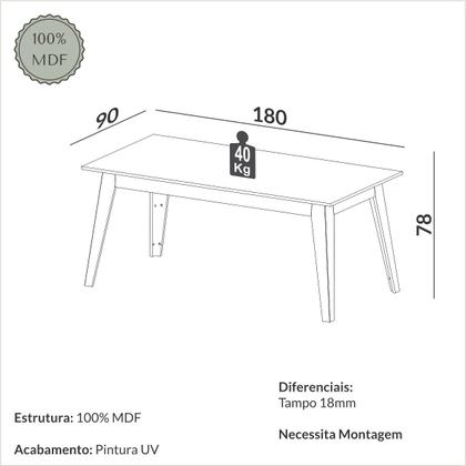 Imagem de Mesa de Jantar 6 Lugares Lisboa Off White/Freijó - Dalla Costa