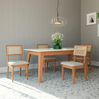 Imagem de Mesa de Jantar 6 Lugares Lisboa Off White/Freijó - Dalla Costa