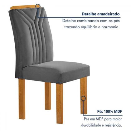 Imagem de Mesa de Jantar 6 Lugares Lorena Londres com Vidro Cinamomo/Off White/Cinza - Cel Móveis