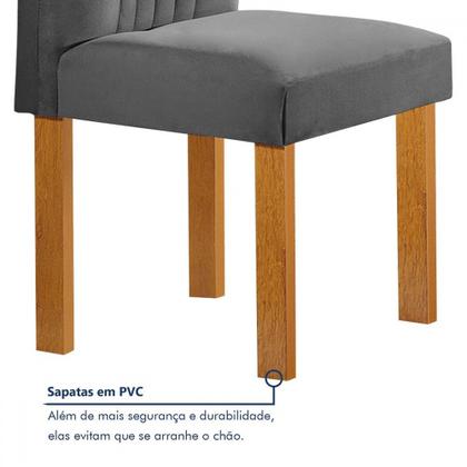 Imagem de Mesa de Jantar 6 Lugares Lorena Londres com Vidro Cinamomo/Off White/Cinza - Cel Móveis