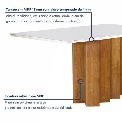 Imagem de Mesa de Jantar 6 Lugares Lorena Londres com Vidro Cinamomo/Off White/Cinza - Cel Móveis