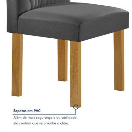 Imagem de Mesa de Jantar 6 Lugares Melina Carolina com Vidro Cinamomo/Off White/Veludo Cinza - Cel Móveis