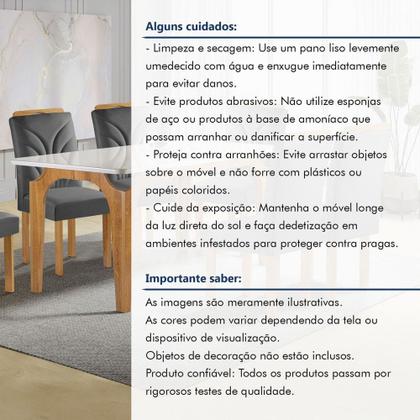 Imagem de Mesa de Jantar 6 Lugares Melina Carolina com Vidro Cinamomo/Off White/Veludo Cinza - Cel Móveis