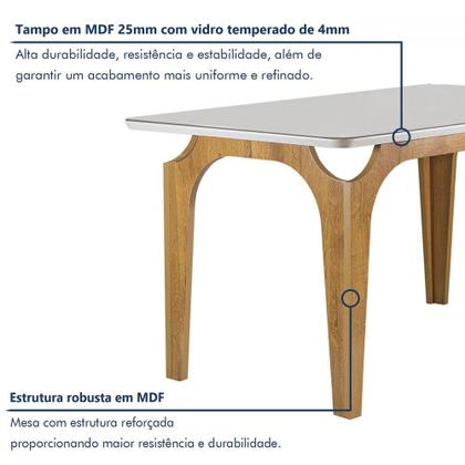Imagem de Mesa de Jantar 6 Lugares Melina Carolina com Vidro Cinamomo/Off White/Veludo Cinza - Cel Móveis