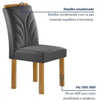 Imagem de Mesa de Jantar 6 Lugares Melina Carolina com Vidro Cinamomo/Off White/Veludo Cinza - Cel Móveis