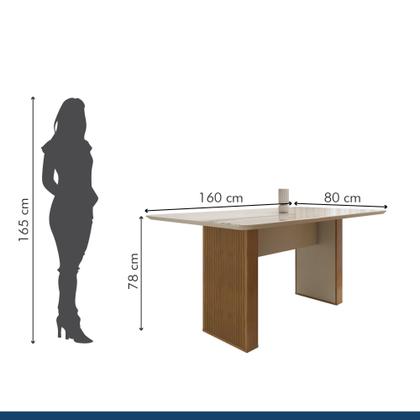 Imagem de Mesa de Jantar 6 Lugares Retangular 160cm Tampo Vidro/MDF Julia
