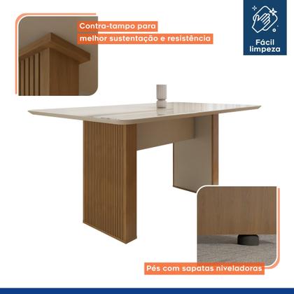 Imagem de Mesa de Jantar 6 Lugares Retangular 160cm Tampo Vidro/MDF Julia