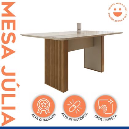 Imagem de Mesa de Jantar 6 Lugares Retangular 160cm Tampo Vidro/MDF Julia