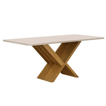 Imagem de Mesa de Jantar 6 Lugares Retangular 180cm Tampo Vidro/MDF de 4cm Aurora