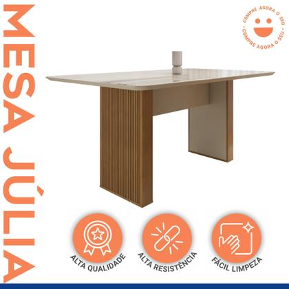 Imagem de Mesa de Jantar 6 Lugares Retangular 180cm Tampo Vidro/MDF Julia