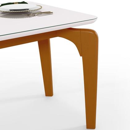 Imagem de Mesa De Jantar 6 Lugares Retangular Capri 160cm Tampo De Vidro Off White Nature - Lyam Decor