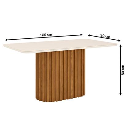 Imagem de Mesa de Jantar 6 Lugares Solana com Vidro Nature/Off White/Amêndoa - Henn