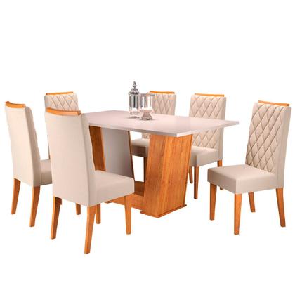 Mesa de Jantar 6 Lugares Squash Mel/Blonde/Nude - Viero Móveis Imagem de Mesa de Jantar 6 Lugares Squash Mel/Blonde/Nude - Viero Móveis