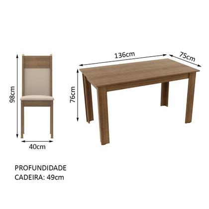 Imagem de Mesa de Jantar 6 Lugares Tampo de Madeira Medelin Madesa