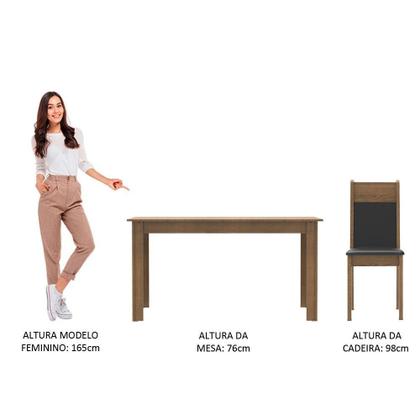 Imagem de Mesa de Jantar 6 Lugares Tampo de Madeira Medelin Madesa