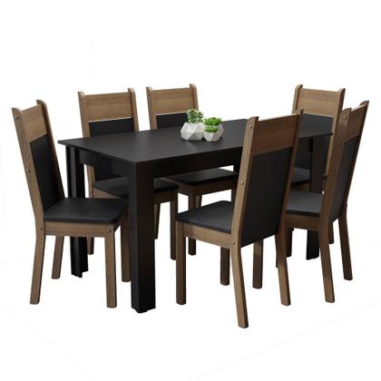 Mesa de Jantar 6 Lugares Tampo de Madeira Medelin Madesa Imagem de Mesa de Jantar 6 Lugares Tampo de Madeira Medelin Madesa