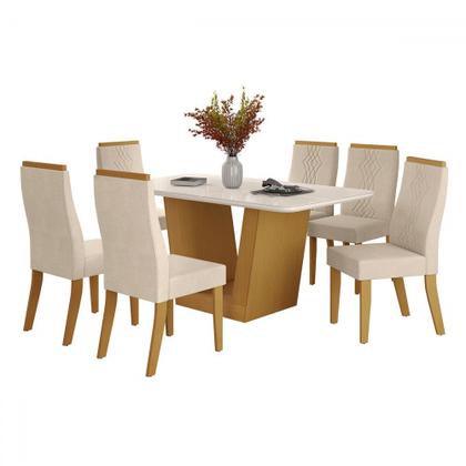 Imagem de Mesa de Jantar 6 Lugares Viena Luna com Vidro Nature/Bege - Art Panta