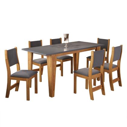 Imagem de Mesa de Jantar 6 Lugares Virtus Mel/Cinza/V.grafite - Viero Móveis