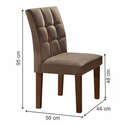 Imagem de Mesa de Jantar 6 Lugares Vitória com Vidro Chocolate/Animale Marrom - Cel Móveis