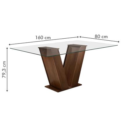 Imagem de Mesa de Jantar 6 Lugares Vitória com Vidro Chocolate/Animale Marrom - Cel Móveis