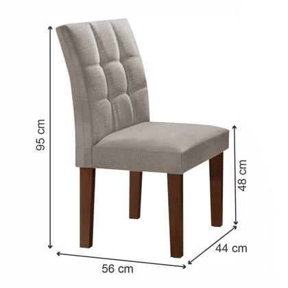 Imagem de Mesa de Jantar 6 Lugares Vitória com Vidro Chocolate/Linho Cinza - Cel Móveis