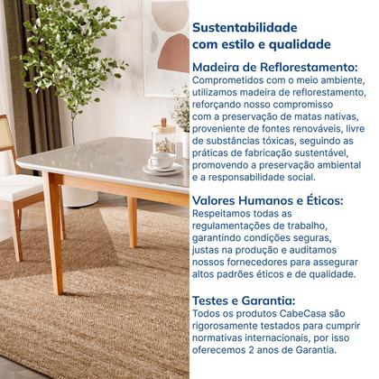 Imagem de Mesa de Jantar 8 Lugares 210cm com Tampo MDF e Vidro Tangará CabeCasa MadeiraOriginals