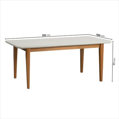 Imagem de Mesa de Jantar 8 Lugares 210cm com Tampo MDF e Vidro Tangará CabeCasa MadeiraOriginals
