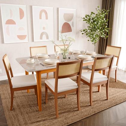 Imagem de Mesa de Jantar 8 Lugares 210cm com Tampo MDF e Vidro Tangará CabeCasa MadeiraOriginals