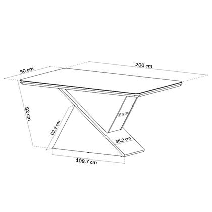 Imagem de Mesa de Jantar 8 Lugares Easy com Vidro Mel/Grafite -  Viero Móveis