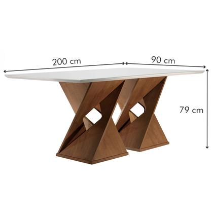 Imagem de Mesa de Jantar 8 Lugares Genova com Vidro Chocolate/Off White/Bege - Cel Móveis