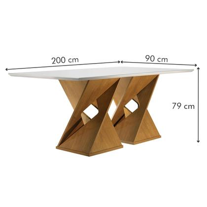 Imagem de Mesa de Jantar 8 Lugares Genova com Vidro Cinamomo/Off White/Bege - Cel Móveis
