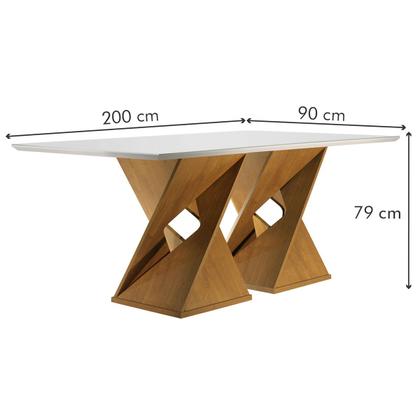 Imagem de Mesa de Jantar 8 Lugares Genova com Vidro Cinamomo/Off White/Marrom Claro - Cel Móveis