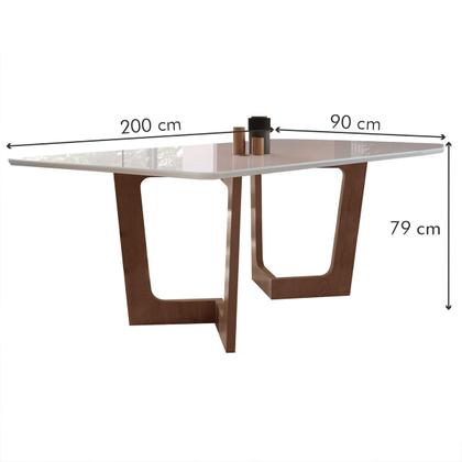 Imagem de Mesa de Jantar 8 Lugares Itália com Vidro Chocolate/Off White/Bege - Panorama Móveis