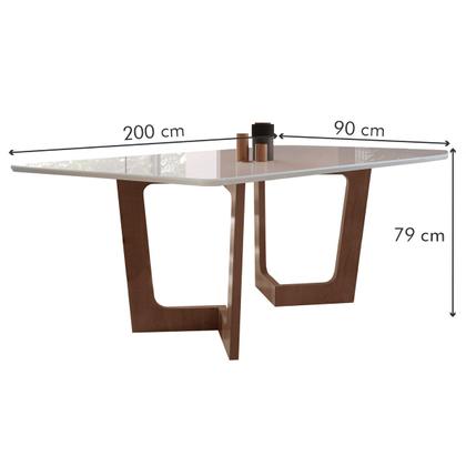 Imagem de Mesa de Jantar 8 Lugares Itália com Vidro Chocolate/Off White/Cinza - Panorama Móveis