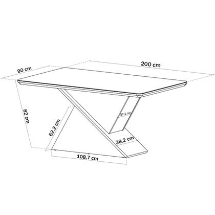 Imagem de Mesa de Jantar 8 Lugares Luxury com Vidro Mel/Off White/Bronze - Viero Móveis