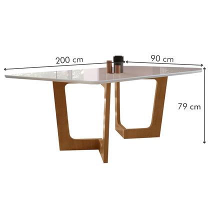 Imagem de Mesa de Jantar 8 Lugares Nápoles/Genova com Vidro Cinamomo/Off White/Bege - Pnr Móveis