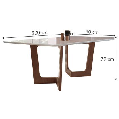 Imagem de Mesa de Jantar 8 Lugares Nápoles/Luísa com Vidro Chocolate/Off White/Cinza - Cel Móveis