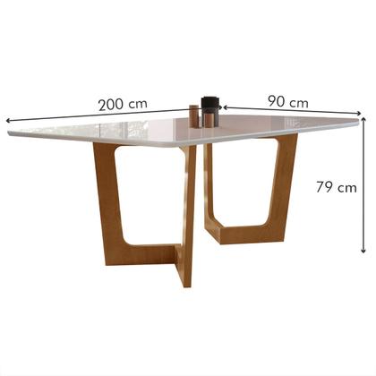 Imagem de Mesa de Jantar 8 Lugares Nápoles/Luísa com Vidro Cinamomo/Off White/Cinza - Cel Móveis