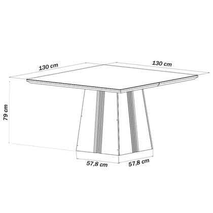 Imagem de Mesa de Jantar 8 Lugares Perla com Vidro Mel/Nude/Off White - Viero Móveis