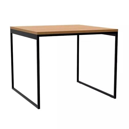 Imagem de Mesa de Jantar 80x80cm Estilo Industrial com Tampo de MDF Carvalho - Compacta e Moderna