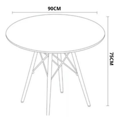Imagem de Mesa De Jantar 90 Cm Linha Luxo Charles Eames Eiffel Redonda