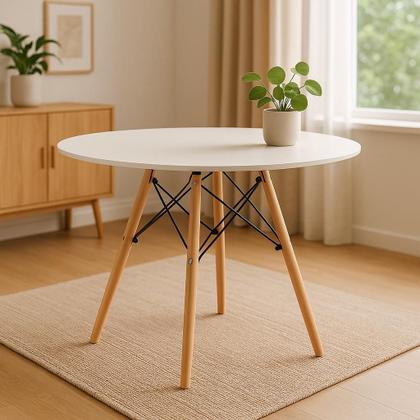 Imagem de Mesa De Jantar 90 Cm Linha Luxo Charles Eames Eiffel Redonda