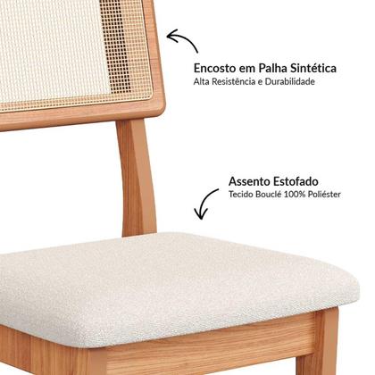 Imagem de Mesa de Jantar 90cm c/ 2 Cadeiras e Base Ripada 100% MDF