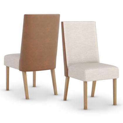 Imagem de Mesa de Jantar Adriana 200 C. Vidro 8 Cad. Anne Caramelo/Linho - Henn